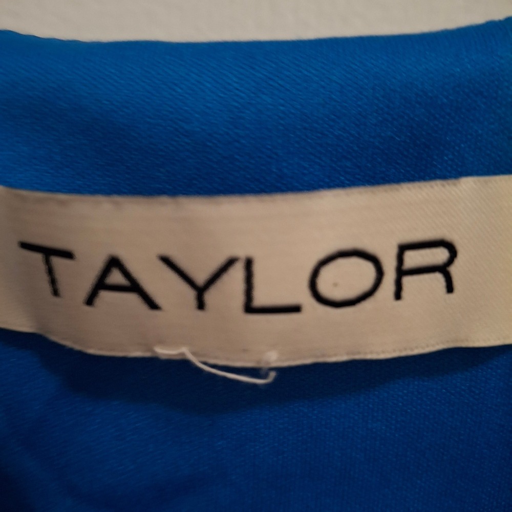 TAYLOR Women's Floral‎ Dress Blue Green Short Sleeve Smocked Waist Tiered Sz 16 - Picture 3 of 12